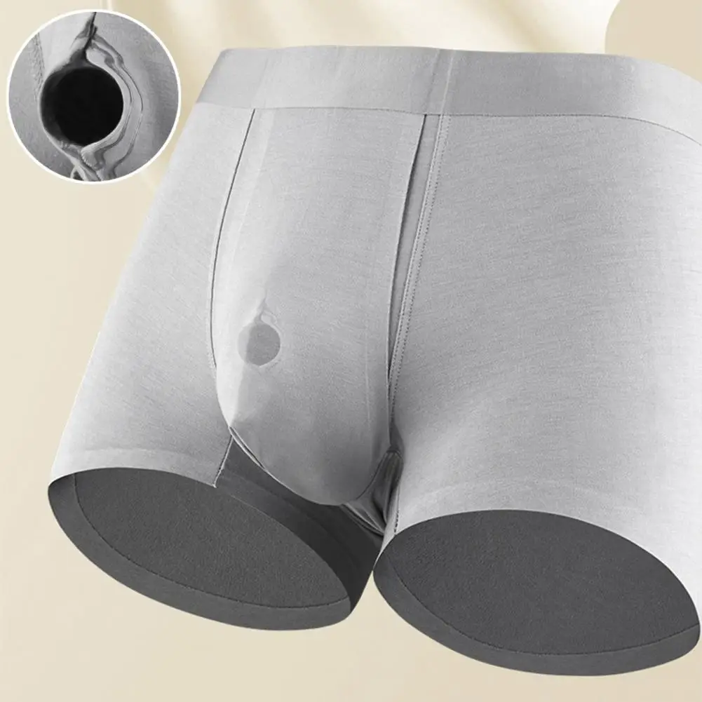 Men Underpants Physical Therapy Breathable Boxers U-convex Front Open Elastic Underwear Anti-septic Separate Dual Pouch Boxers