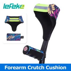 Lefeke Forearm Crutch Cushion Walk Easy Elbow Crutches Cover Soft Breathable Anti-chocking Fabric Cover Handle Case Sponge Pad