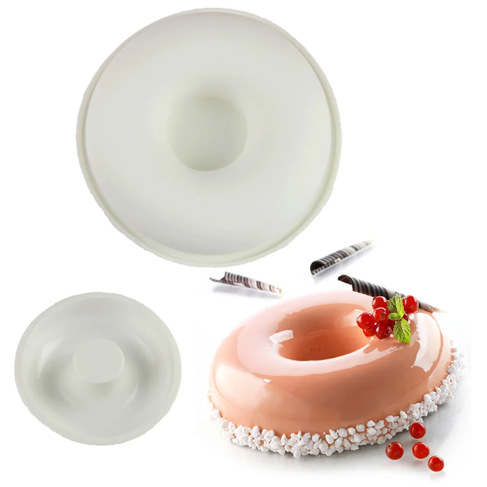 

2 Pcs Donut Mold Cake Silicone Baking Round Non-stick Bakeware Supplies