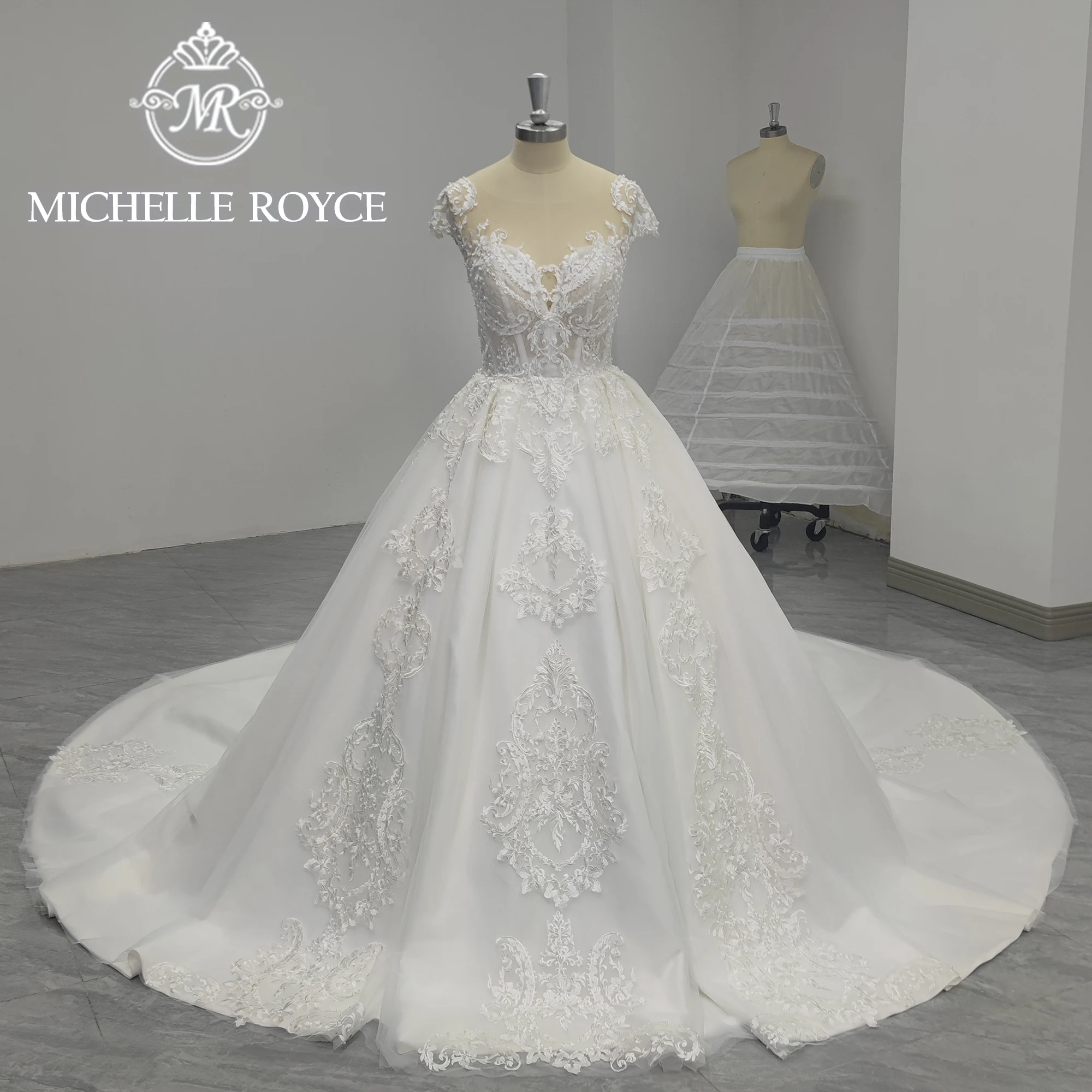 

Michelle Royce Luxury Ball Gown Wedding Dress 2024 Delicate Sweetheart Appliques Beading Sequined Wedding Gown Vestidos De Novia