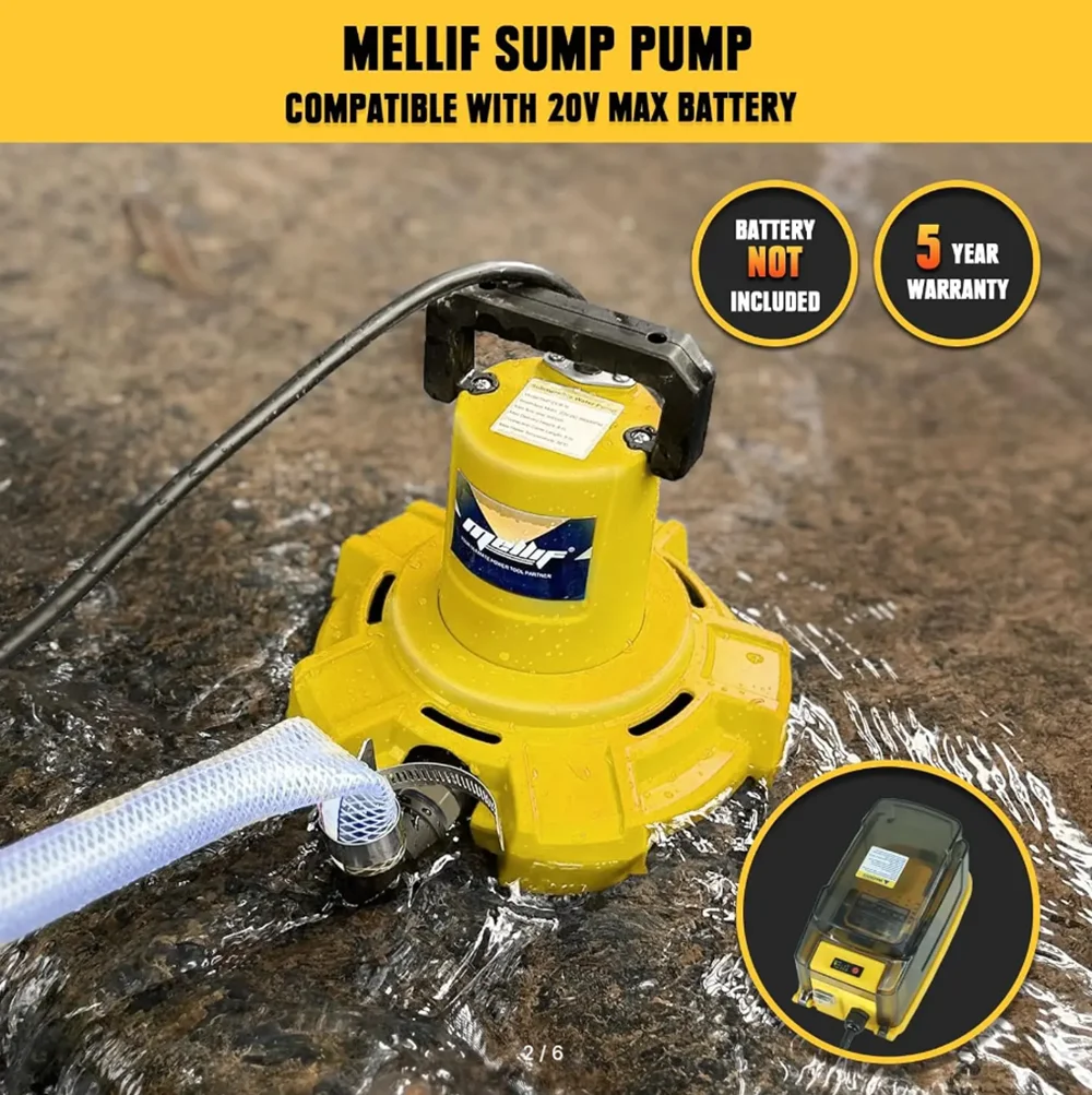 Pompa ad acqua sommergibile senza fili Mellif compatibile con batteria Dewalt 18V 20V (solo strumento) Pompa ad acqua di trasferimento senza