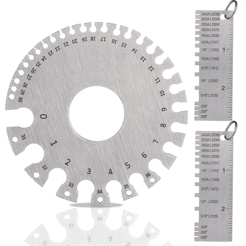 

Metal Sheet Thickness Gauge & Dual-Sided Round Metal Sheet Gauge - Wire Gauge Measurement Tool Welding Gage (Set Of 3)