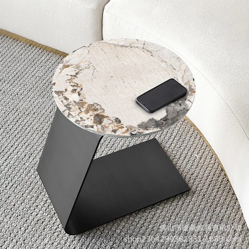 Italian Slate Sofa Side Table Balcony Coffee Table Movable Bed Side Table Slate Slate Nordic Creative Small Round Table