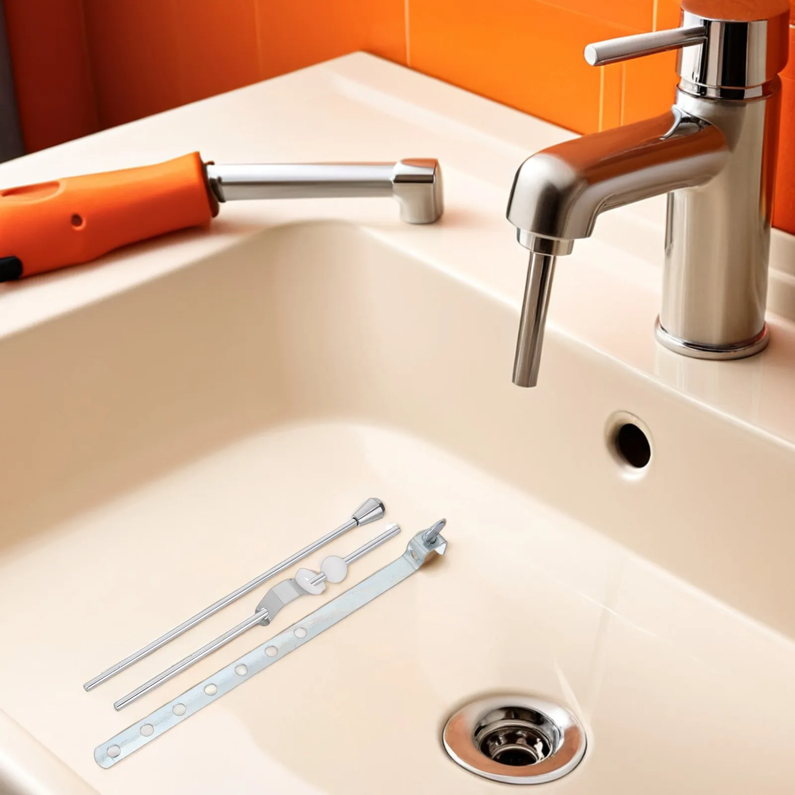 2Sets Bathroom Sink Drain Lift Rod Precise Pop Up Stopper Lever Kit Replacement Pivot Rod Assembly for Home Hotels Sink Repair