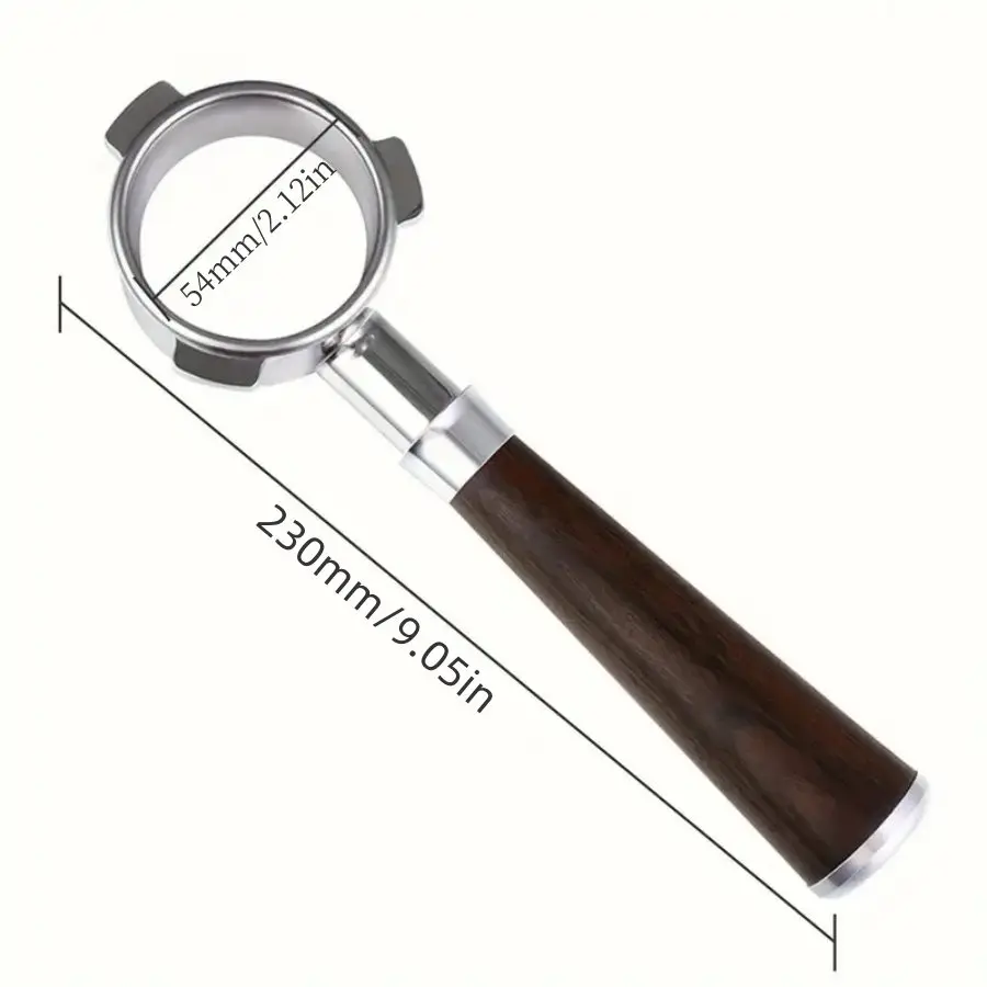 54mm Bottomless Portafilter for Breville Barista Express, BES880, BES878, BES875 BES870 Breville Espresso Machine(Wooden Handle)