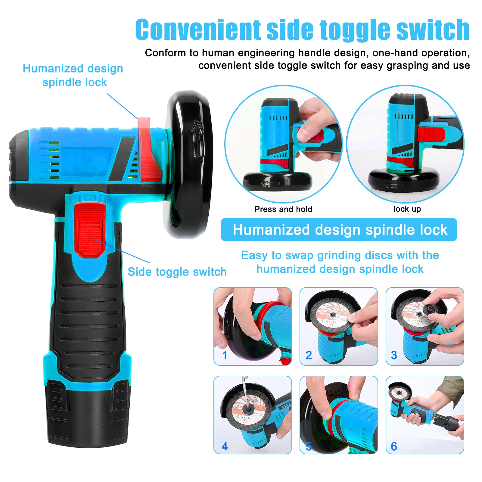 19500rpm Electric Angle Grinder Mini Handheld Grinder Cutter Polisher For Cutting Polishing Ceramic Tile Wood Stone Stee