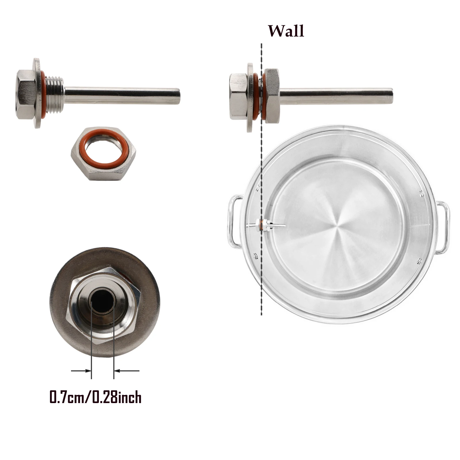 Chaleira caseira termômetro thermowell kit 1/2 "npt 3" face dial termômetro de aço inoxidável 304 dupla escala f & c cerveja mosto água