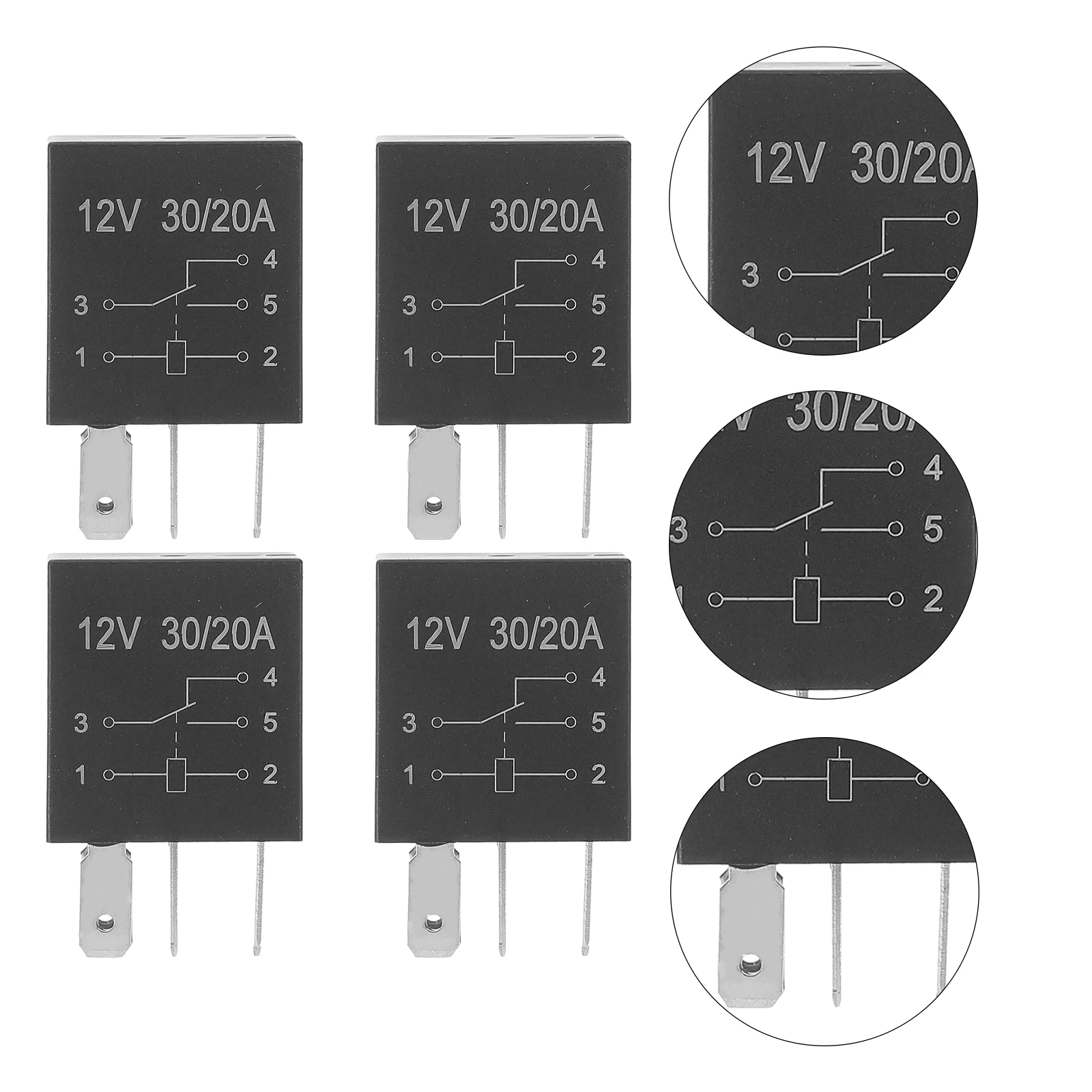 

4pcs Automotive 12V Relay Car Relay For 12V 30A DC Heavy Duty 5 Pin Copper Wire Silver Contacts Car Starter Boat