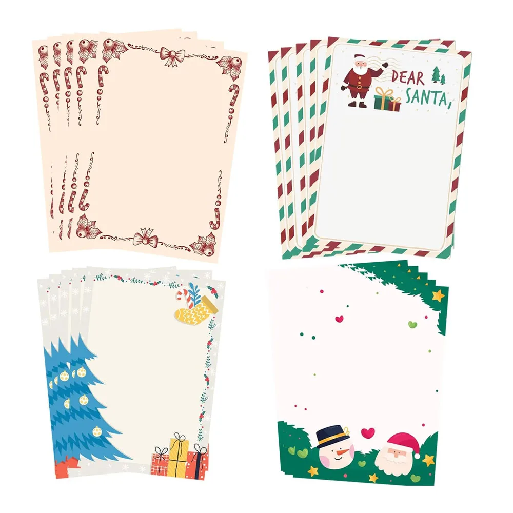 Christmas Stationery Paper 4 Designs Printer Paper Christmas Letter Paper 8.5x11inch Letter to Santa Writing Paper 40 Sheet