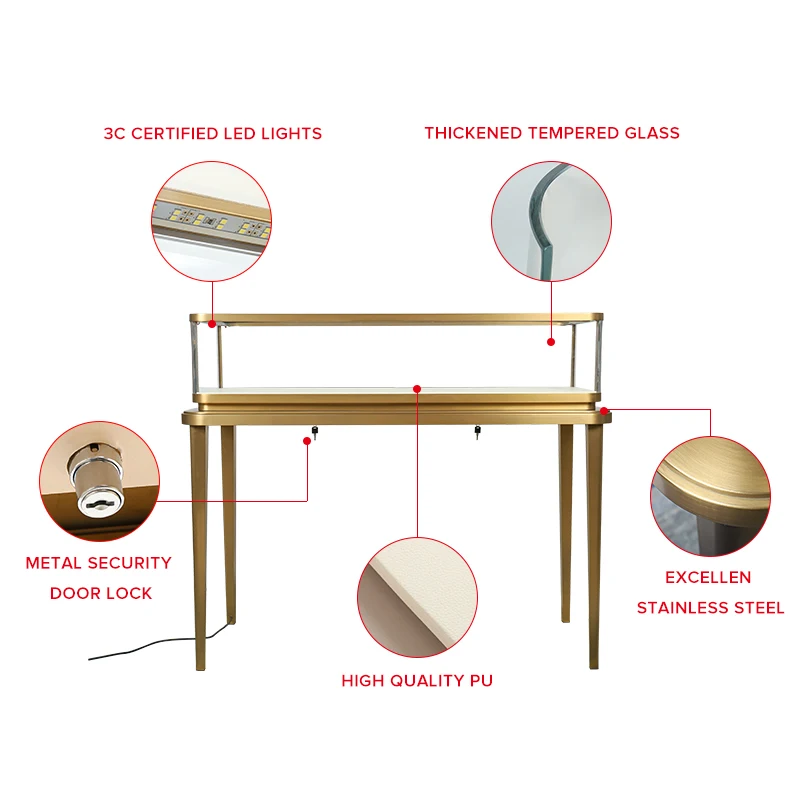 خزانة عرض زجاجية مخصصة مع ضوء LED ، صالة عرض متجر المجوهرات ، التصميم الداخلي لمتجر التجزئة ، الساعات والمجوهرات