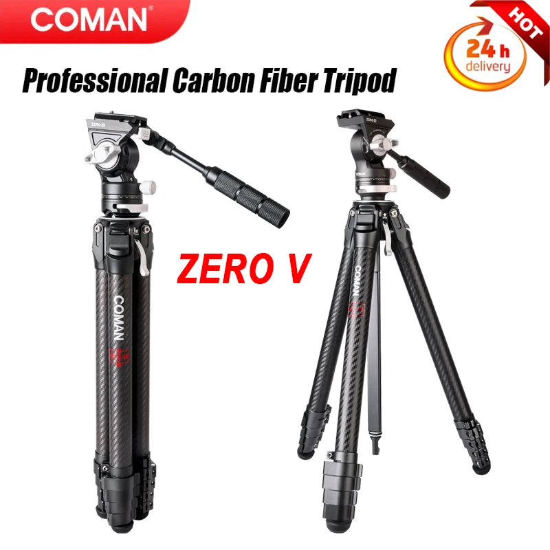 

Coman Zero V Carbon Fiber Travel Tripod Quick Release Tripod Ballhead Replacement 1/4 Quick Release 1.59 meters For DSLR Camera