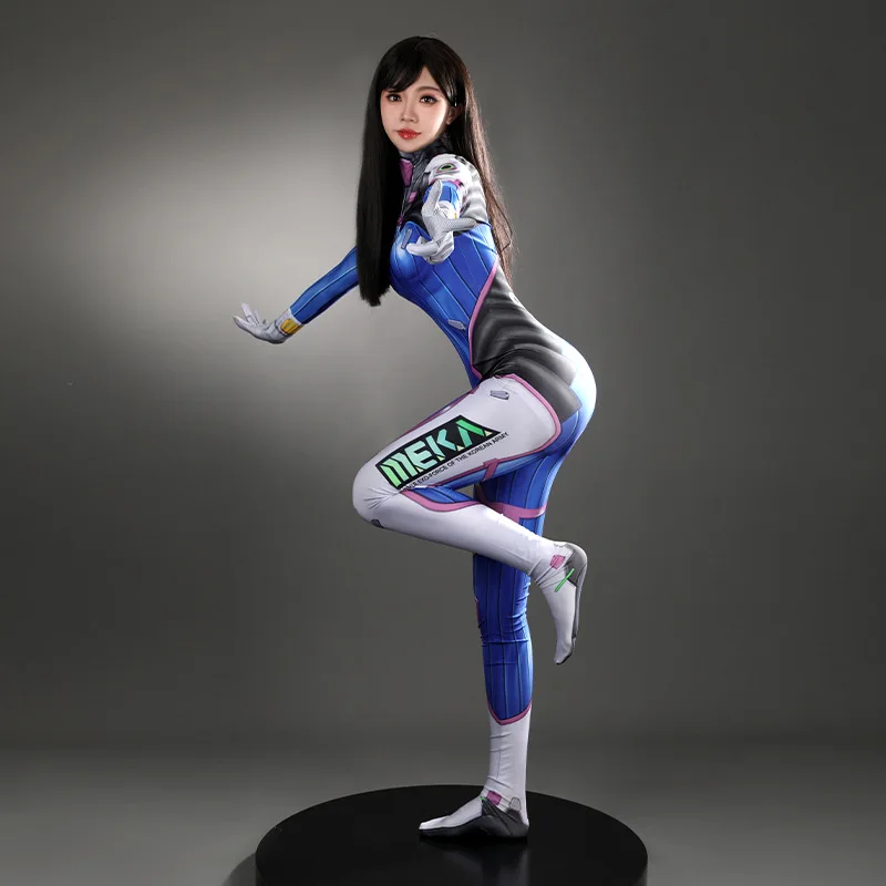 Women Dva Cosplay Complete Outfit Shooting‑Game Character Mecha‑Style Battle Bodysuit for Anime Convention Role‑Play Activity view 4