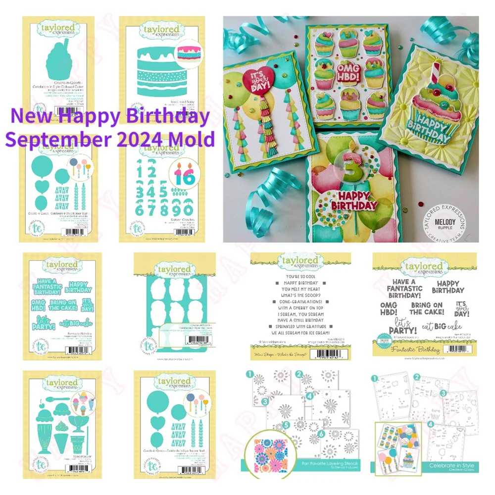 Dies Stamps Stencil Set 2024 New Fantastic Birthday Balloons Dies Metal Cutting Dies DIY Decoration Scrapbooking Cards Handmade