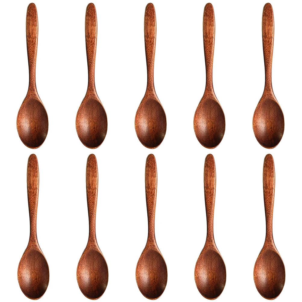 

10 Pcs Small Wooden Spoons Set 14 5x3 cm Brown Kitchen Gadgets Salt Scoops Tea Coffee Spoons Jars AccessoriesReusable