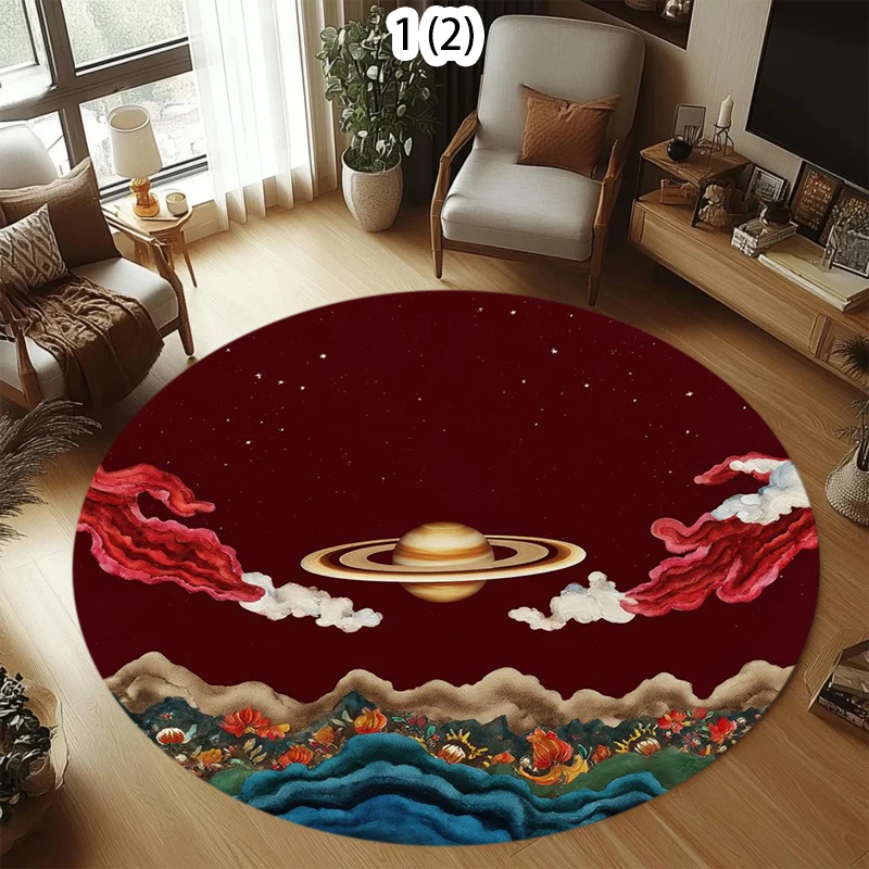 Cartoon Round Carpet for  Reading Area in Bedroom, Bedside Rug in Study, Floor Mat for Home Decoration  Bedroom Decor