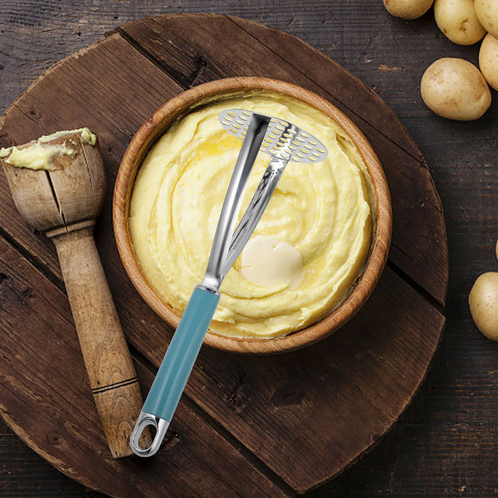 

Stainless Steel Potato Masher Comfortable Handle Kitchen Tool for Pumpkin Carrot Bean Masher Reusable Food Pressing Tool