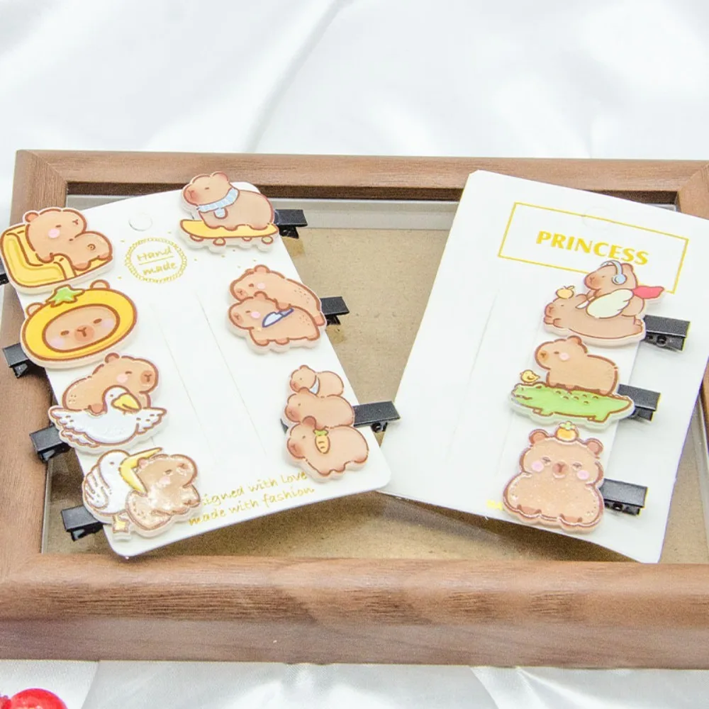 Horquilla de acrílico para Capybara, pasador impermeable de dibujos animados, Clip de pico de pato, dulce, ligero, Animal, diario, regalos