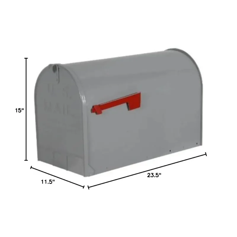 

【Hot Item】Jumbo Galvanized Steel Rural Mailbox, Weatherproof Large Post Mount Letter Box, Gray, Custom