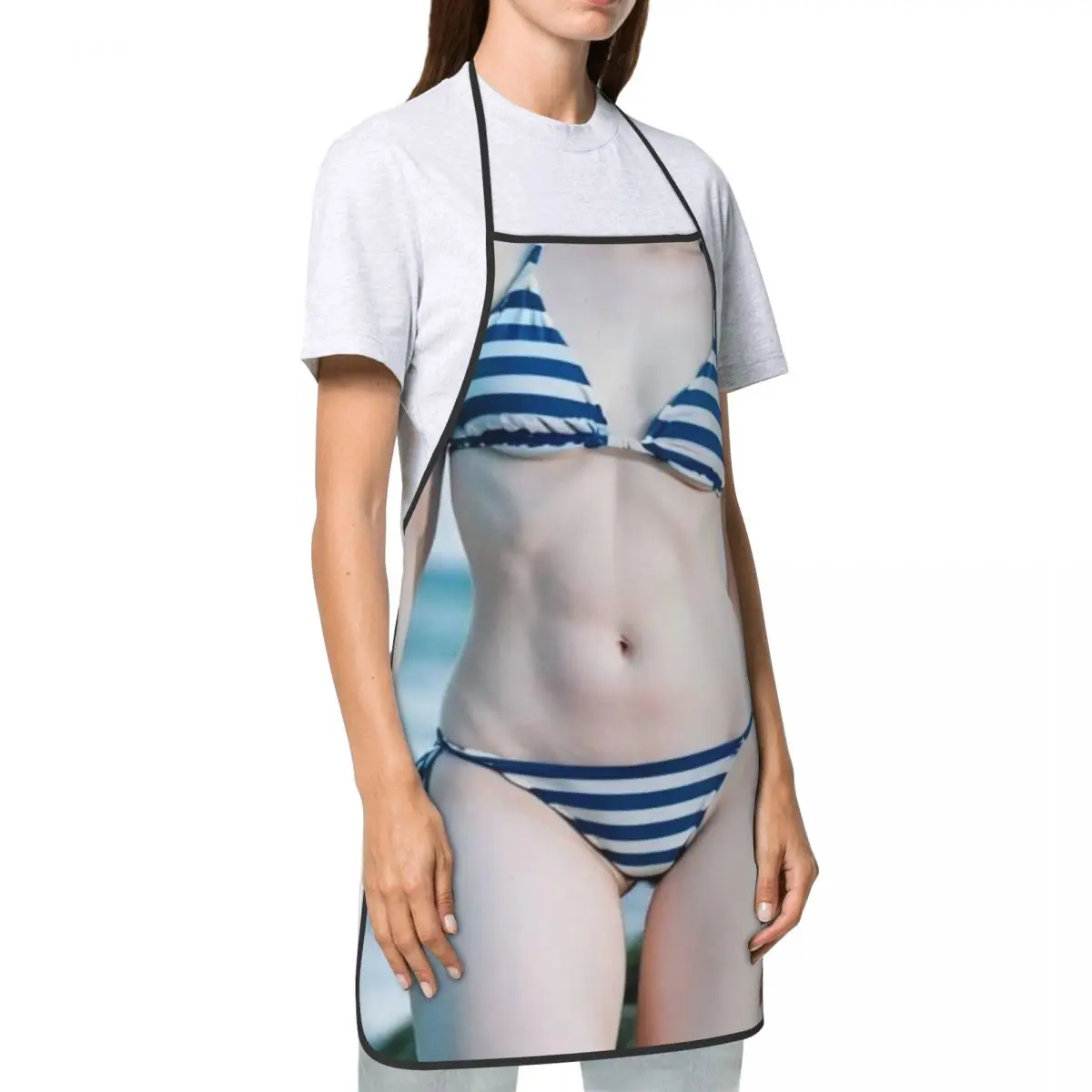 Fun Bikini Kitchen Cooking Apron Chef Halterneck Apron Catering Sleeveless Aprons Men Woman BBQ Waiter Printing Apron