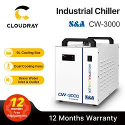 Cloudray S&A CW3000 Industrial Water Chiller for CO2 Laser Engraving Cutting Machine Cooling 60W 80W Laser Tube DG110V AG220V