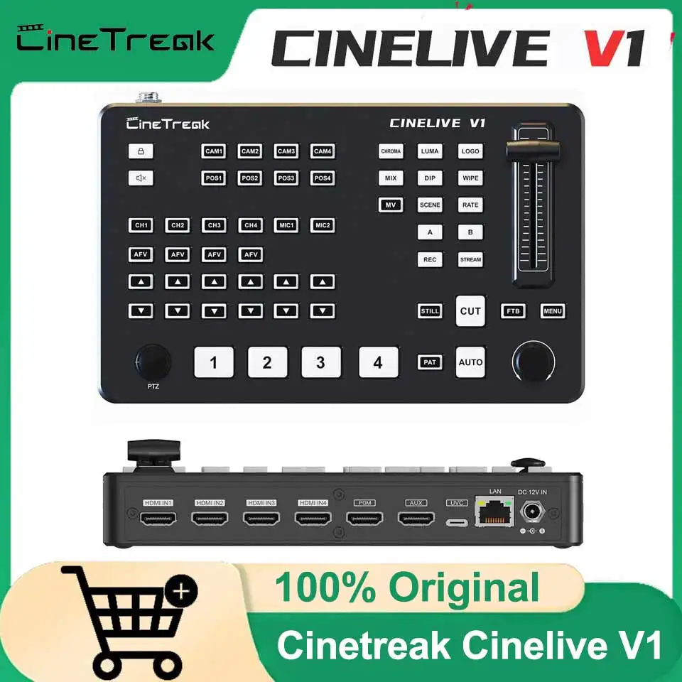 

Cinetreak Cinelive V1 4-канальный HDMI видеомикшер-переключатель FHD, совместимый с прямой трансляцией, мульти-запись
