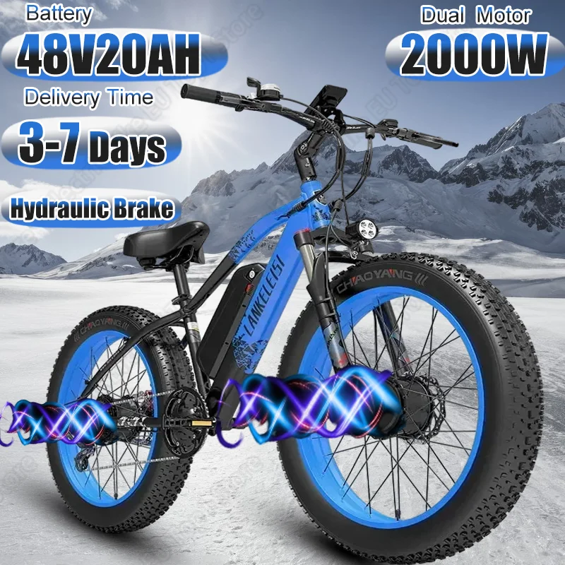 Electric Bicycle LANKELEISI MG7400 Plus 2000W Motor 48V20Ah Battery E Bike Hydraulic Brake 26*4.0 Inch Fat Tire Electric Bike