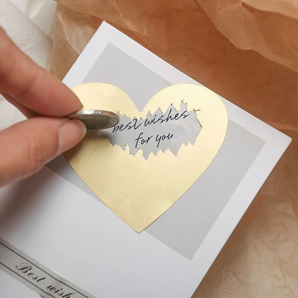 50 szt. Naklejek zdrapki z kartkami z wyznaczeniami miłości, samoprzylepne naklejki w kształcie serca do samodzielnego wykonania, dla dzieci do pisania listów.