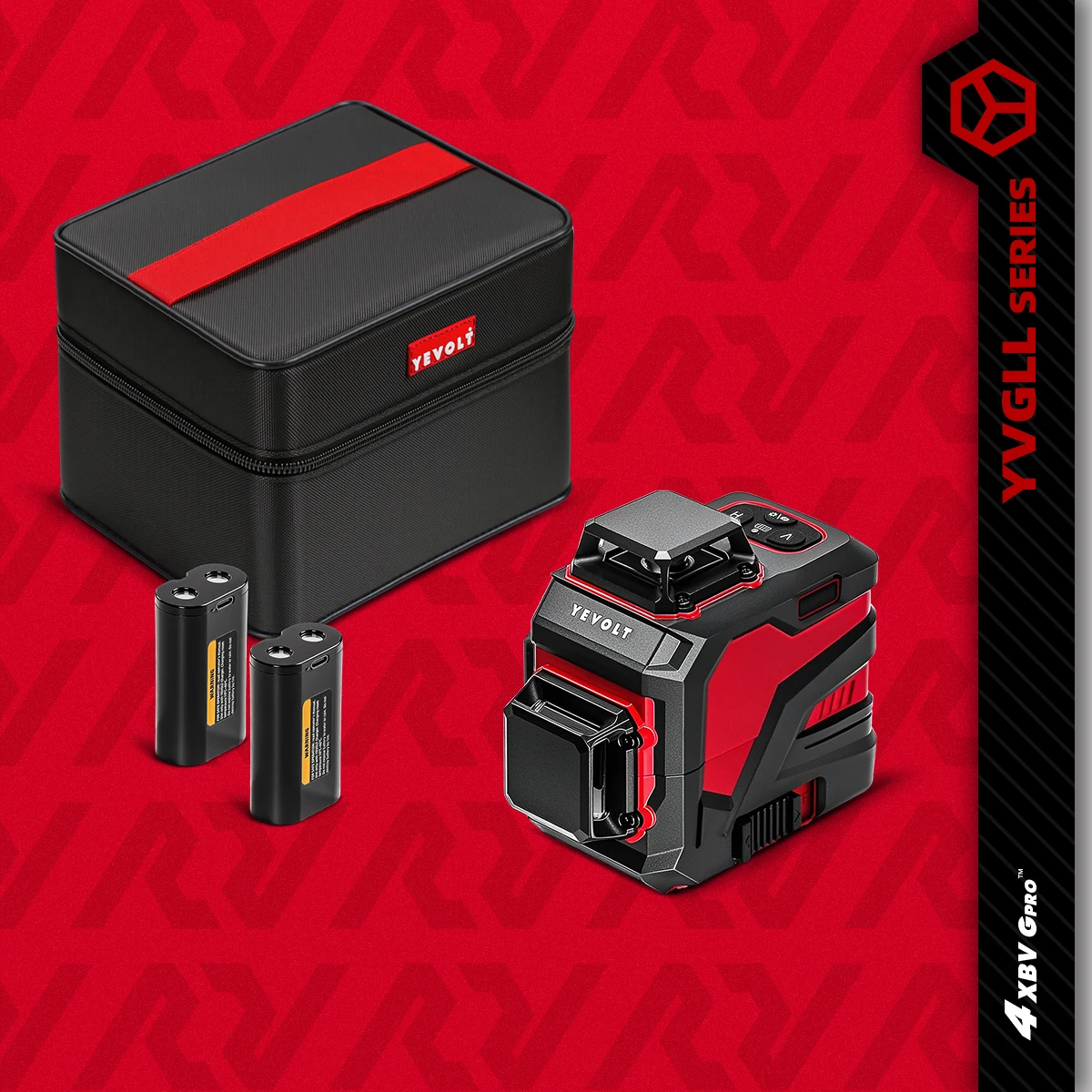 

YEVOLT YVGLL4XS12 Plumb & Level Laser Level 12-Line Switchable Dual-Power Precision-Grade SmartSwitch Self-Leveling 30m Range