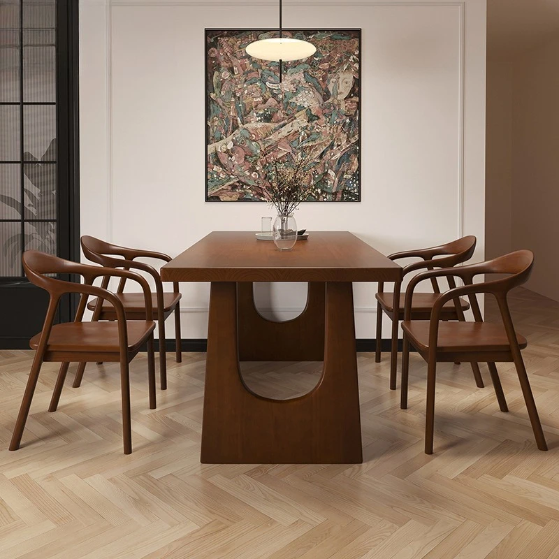 All solid wood dining table dining chair combination small apartment rectangular dining table household