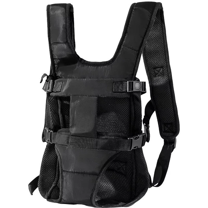 Adjustable portable double shoulder pet dog backpack foldable pet bag on the chest for easy riding
