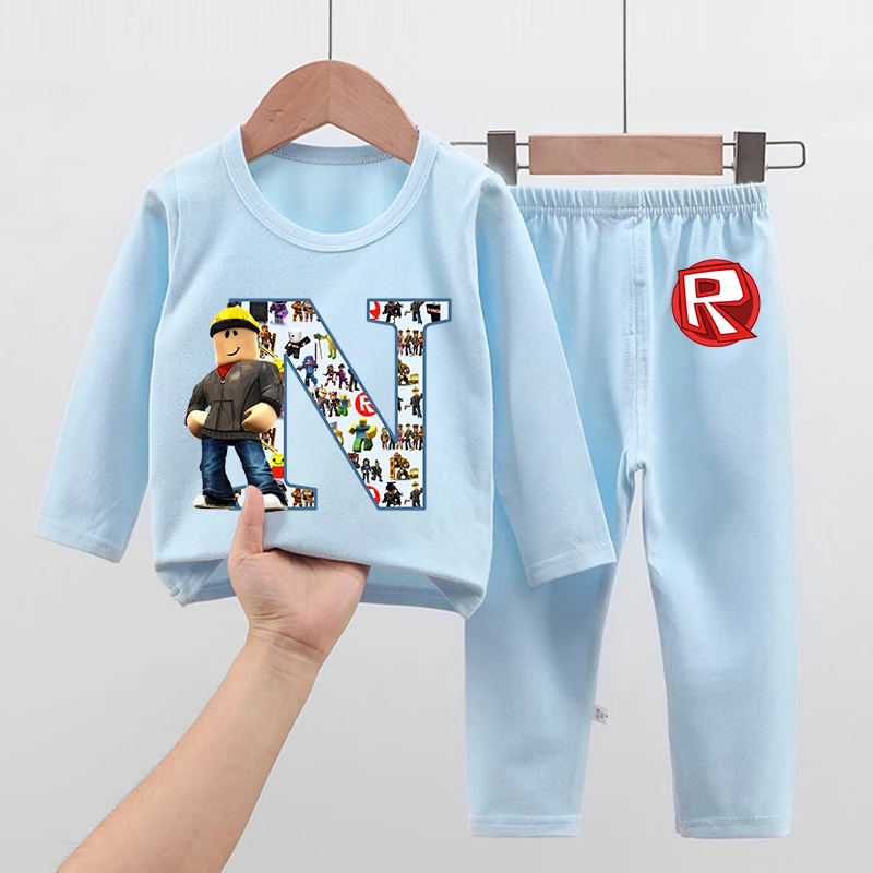 新しい Roblox パジャマ子供のためのかわいい漫画の文字 A-Z プリントパジャマ男の子かわいい秋部屋着冬子供男の子服