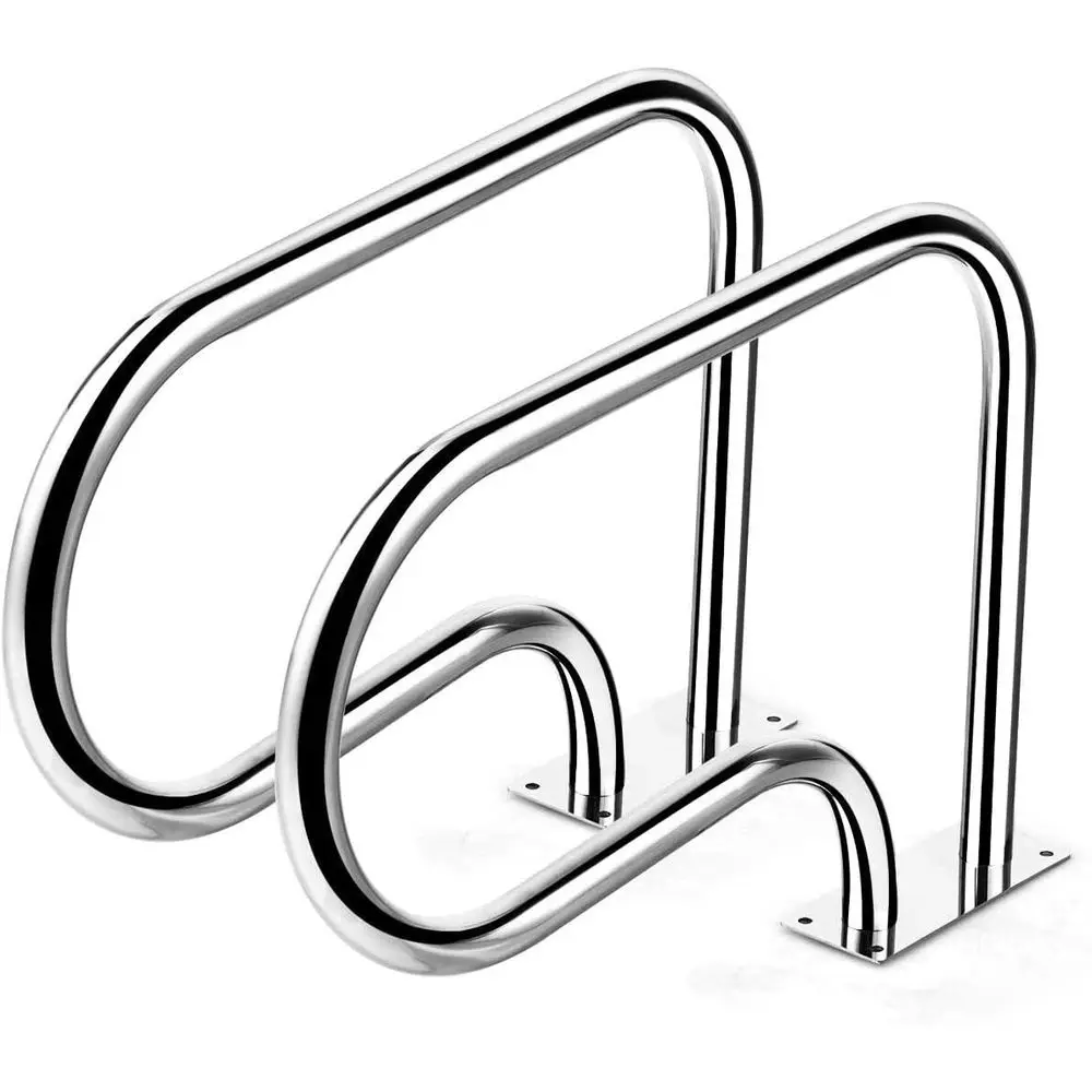 

2PCS Stainless Steel Pool Railings for Inground Pools with Base Plate, Easy Mount Safety Hand Rail (32''x23'' LxH)