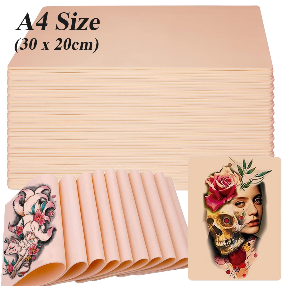 15/10/8/5/3/1pcs  A4 Size Tattoo Practice Skin Big Blank Silicone Tattoo Fake Skin Double Side Tattoo Skin Tattoo Accessories