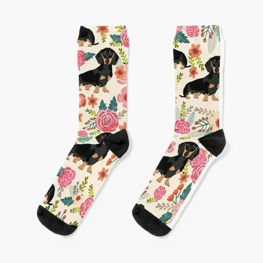 

Dachshund Dogs and flowers Socks designer brand Stockings compression Soccer Socks Men Women's