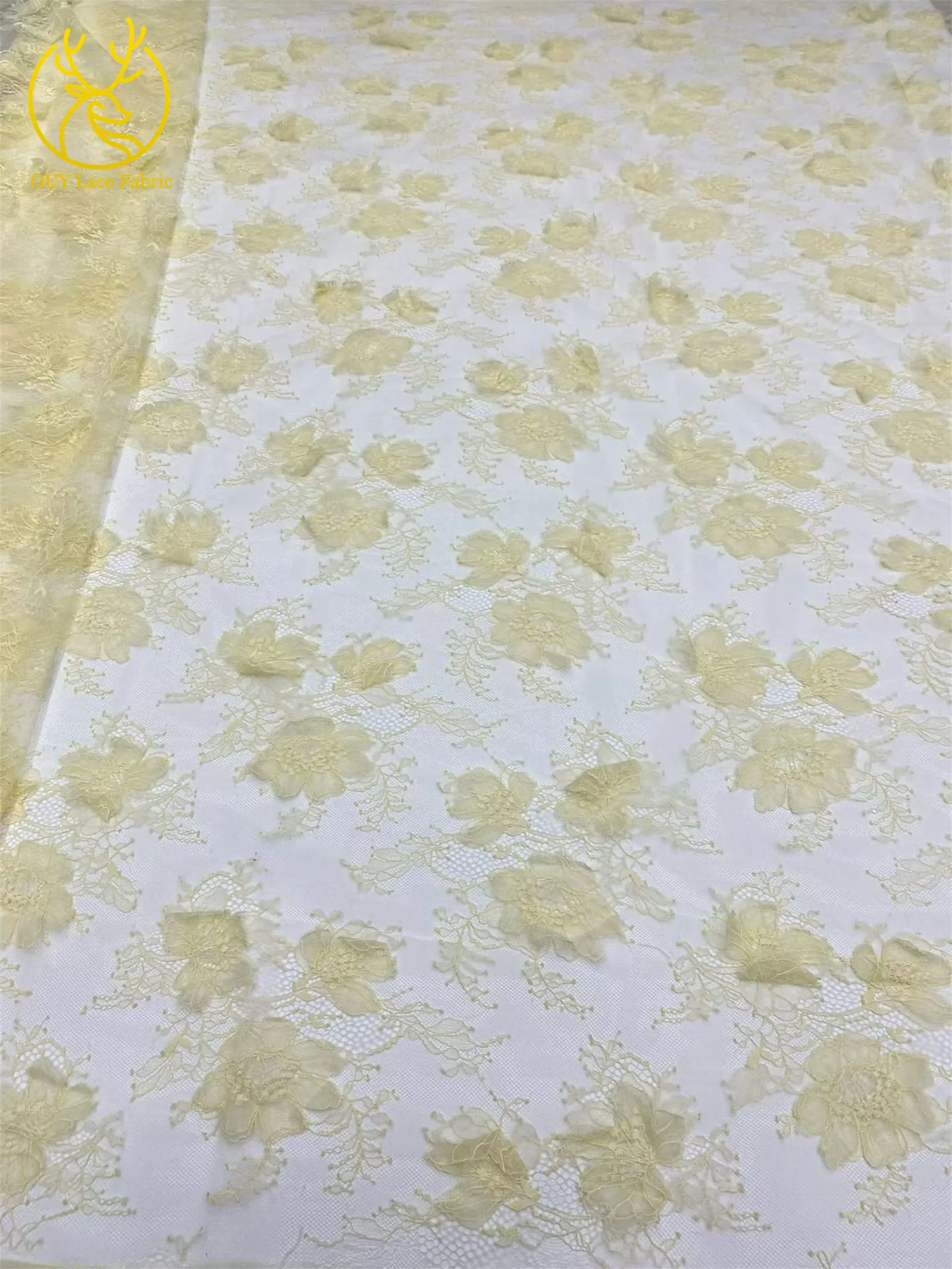 3D-Blumen-Stickerei-Tüll-Spitzenstoff, hochwertige französische Netzspitze mit Perlen, nigerianische Pailletten-Spitze für Hochzeitskleider zum Nähen – Detail 11