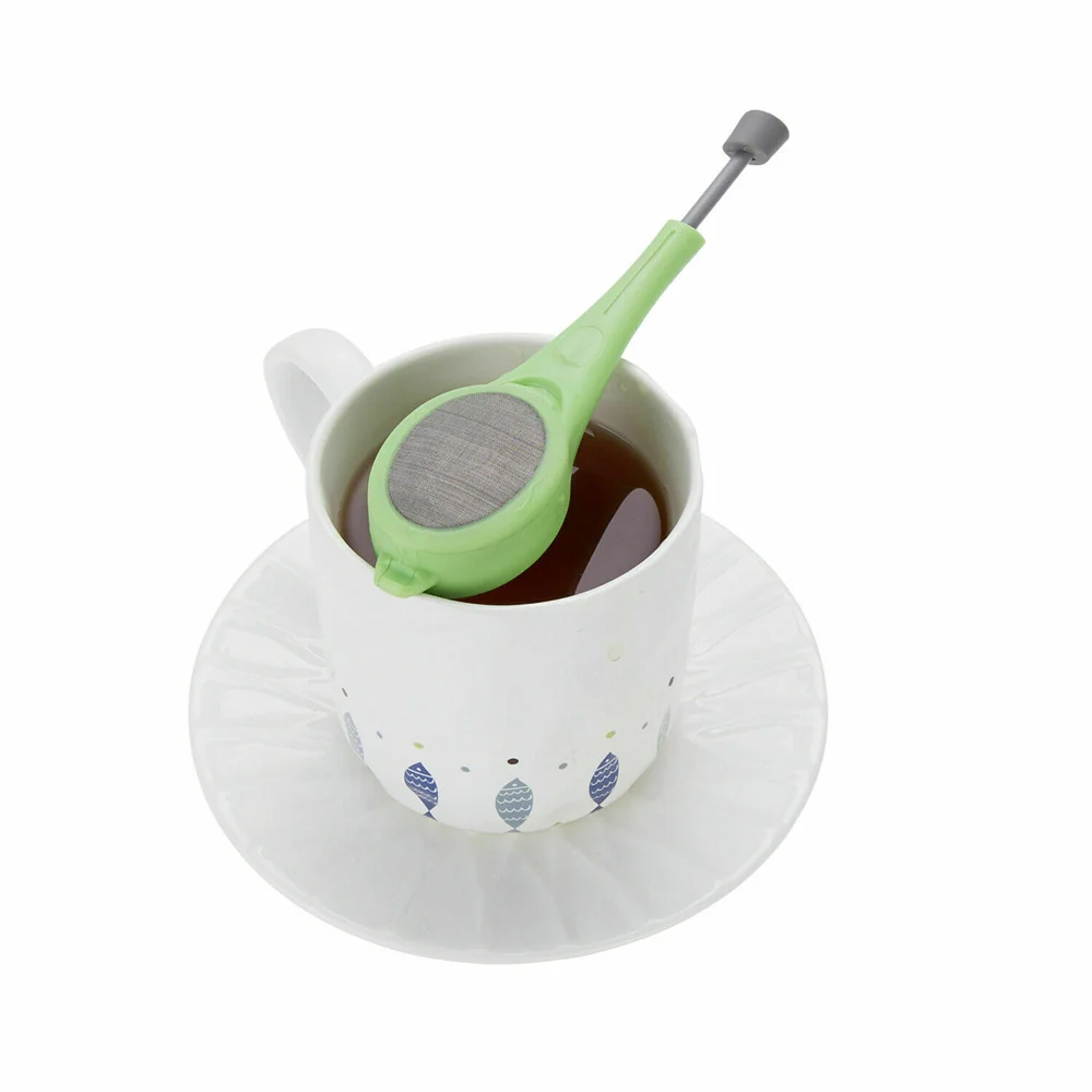Infusore per tè stantuffo incorporato Silicone alimentare di alta qualità filtro per tè riutilizzabile ecologico cucchiaio filtro portatile gadget da cucina