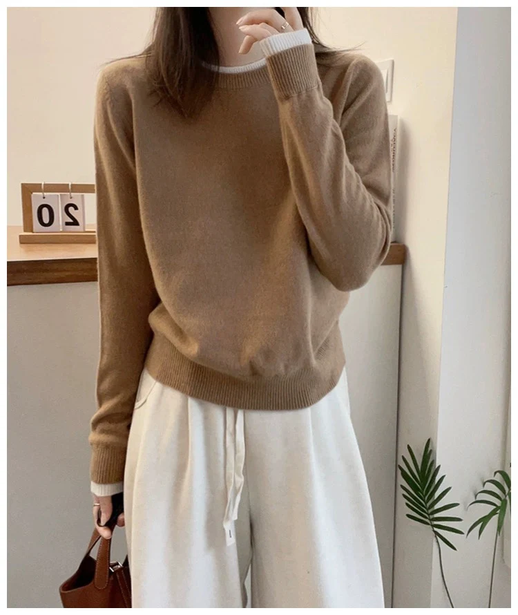 Autumn Winter Casual Simple Sweater Women's Round Neck Loose Oversized Pullover Women's Long Sleeve Top Sweatshirt Turtleneck