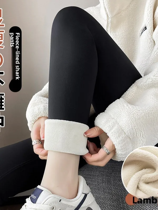 

High Waist Fce Lined Yoga Pants Women's Fitn arkskin Trousers Casual Long Pants Ankle Length Butt Lifting Bot