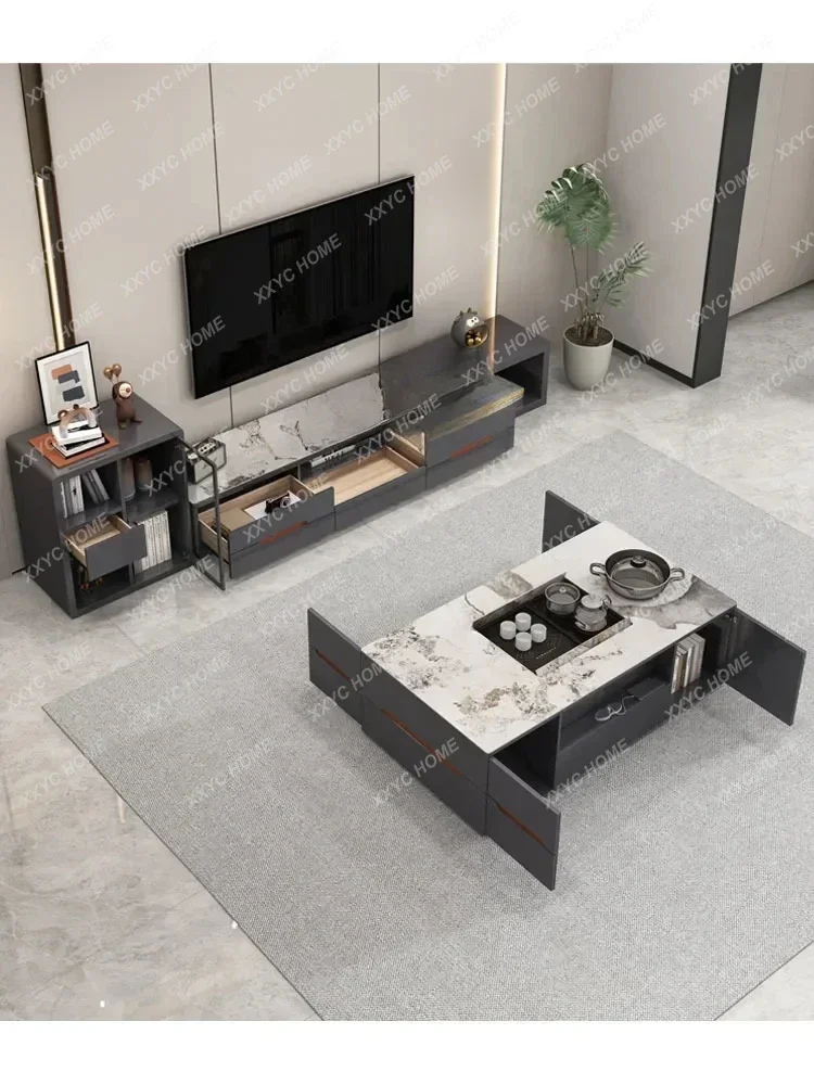 ZK  intelligent voice voice control automatic lifting multi-function with electronic stove living room coffee table TV cabinet