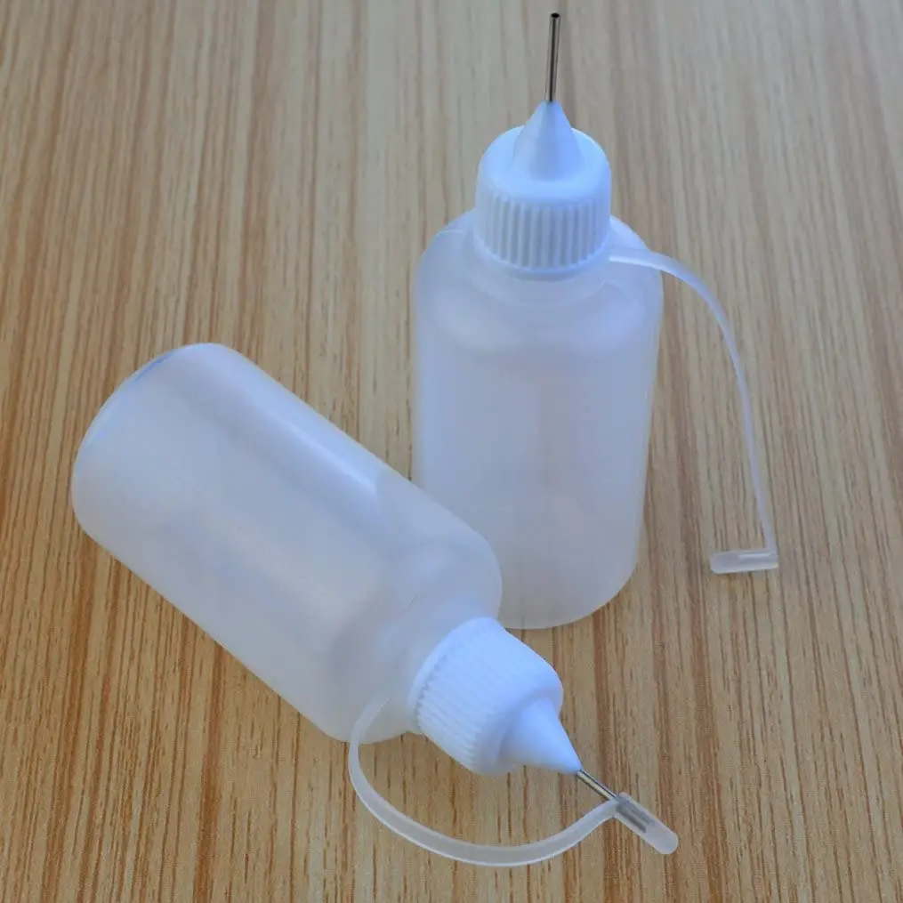 10 Uds. Botella aplicadora de punta exprimible de plástico de 30Ml, botellas cuentagotas rellenables con tapas de punta de aguja para pegamento DIY