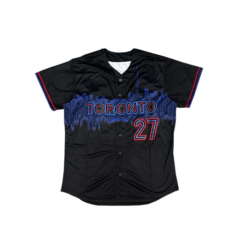 Boyfriend Style Men's Toronto Baseball Jersey Embroidery Loose Uniforms Breathable Outfits Casual Sports Short Sleeves Shirts