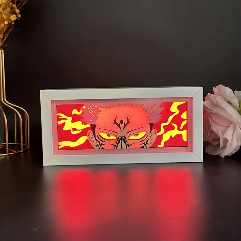 Paper Cut Shadow Box Jujutsu Kaisen Sukuna Led Light For Bedroom Desk Decor Manga Birthday Gift Table Lamps Satoru Gojo Lightbox