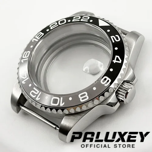 Imagen 2 del producto Caja de acero GMT negra y gris resistente al agua para buzo de 40mm de alta calidad compatible con NH34 NH35 NH36 ETA2824 caja de movimiento caja de reloj de cristal de zafiro