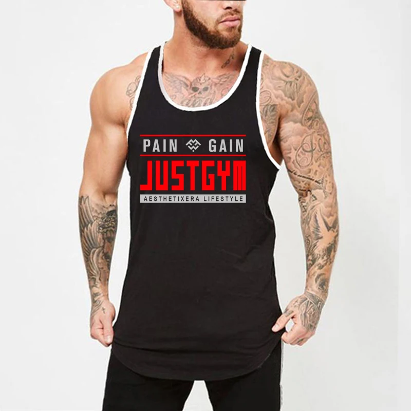 Men Casual Cotton Tank Top Sleeveless Bodybuilding Vest Gym Workout Fitness Training Muscle Shirt Summer Sports Singlet Clothing