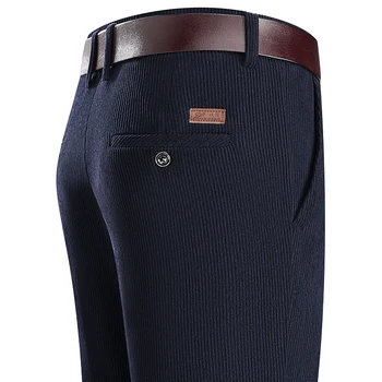 Mens Business Casual Pants Corduroy Suit Pants Autunn Formal Dress Pants Brown Navy Khaki 29-42 3