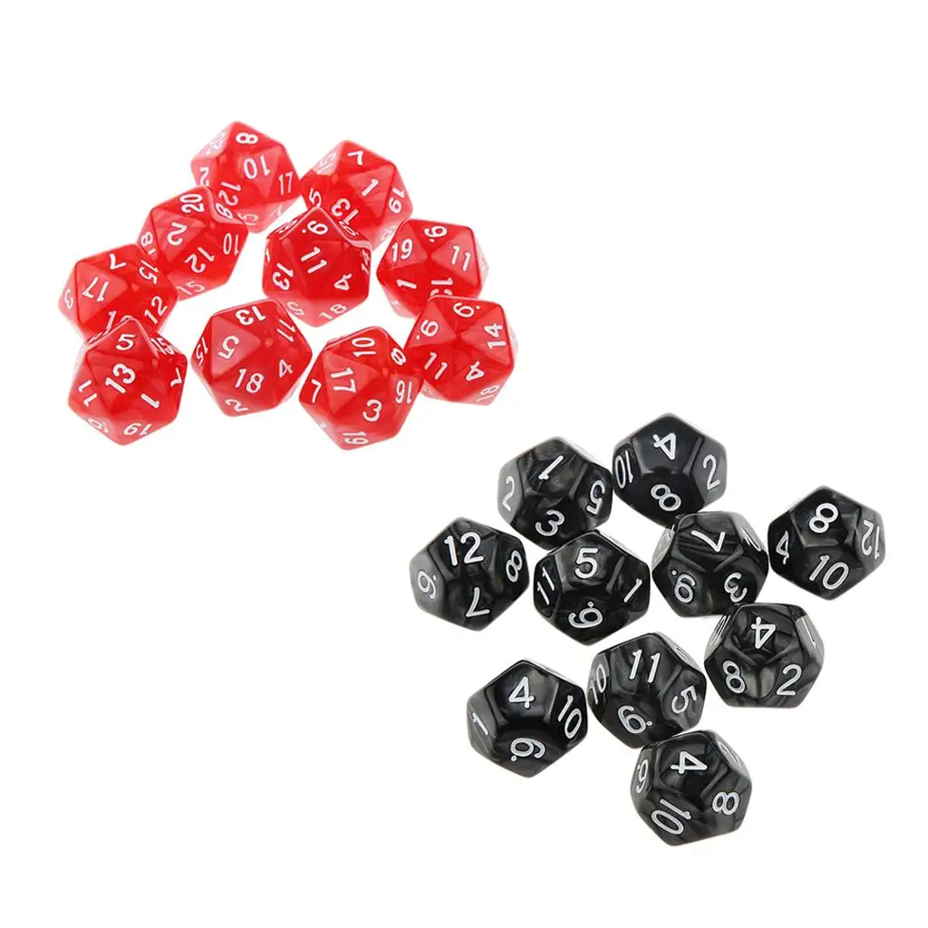 20 Pieces Dice Set 10mm D20 and Blank Dice for MTG Role Playing Game Player Toys