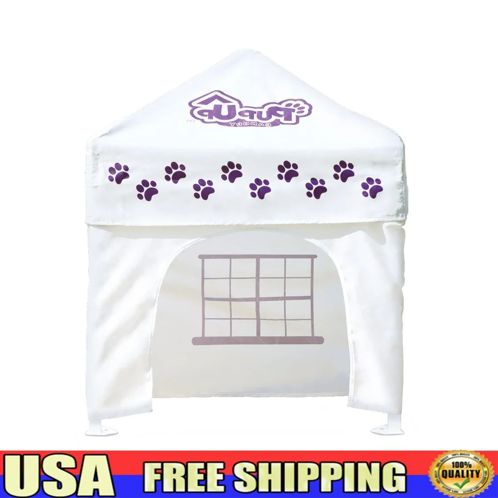 

Portable Dog House Canopy Lightweight UV Protected Water Resistant Outdoor Pet Shelter with Sidewalls Instant Setup Carry Bag