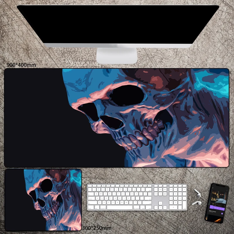 80x40 Skull Pattern Art Mouse Pad Natural Rubber Waterproof Non-slip Table Desk Mat for Office Hoom Gamer Stuff Accessories Rug