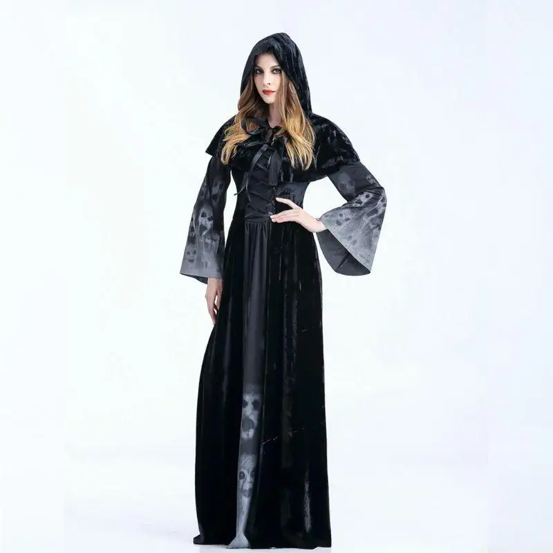 31BF สตรีฮาโลวีนแม่มดชุดคลุมด้วยผ้าน่ากลัว Souls สำหรับเครื่องแต่งกายคอสเพลย์แวมไพร์