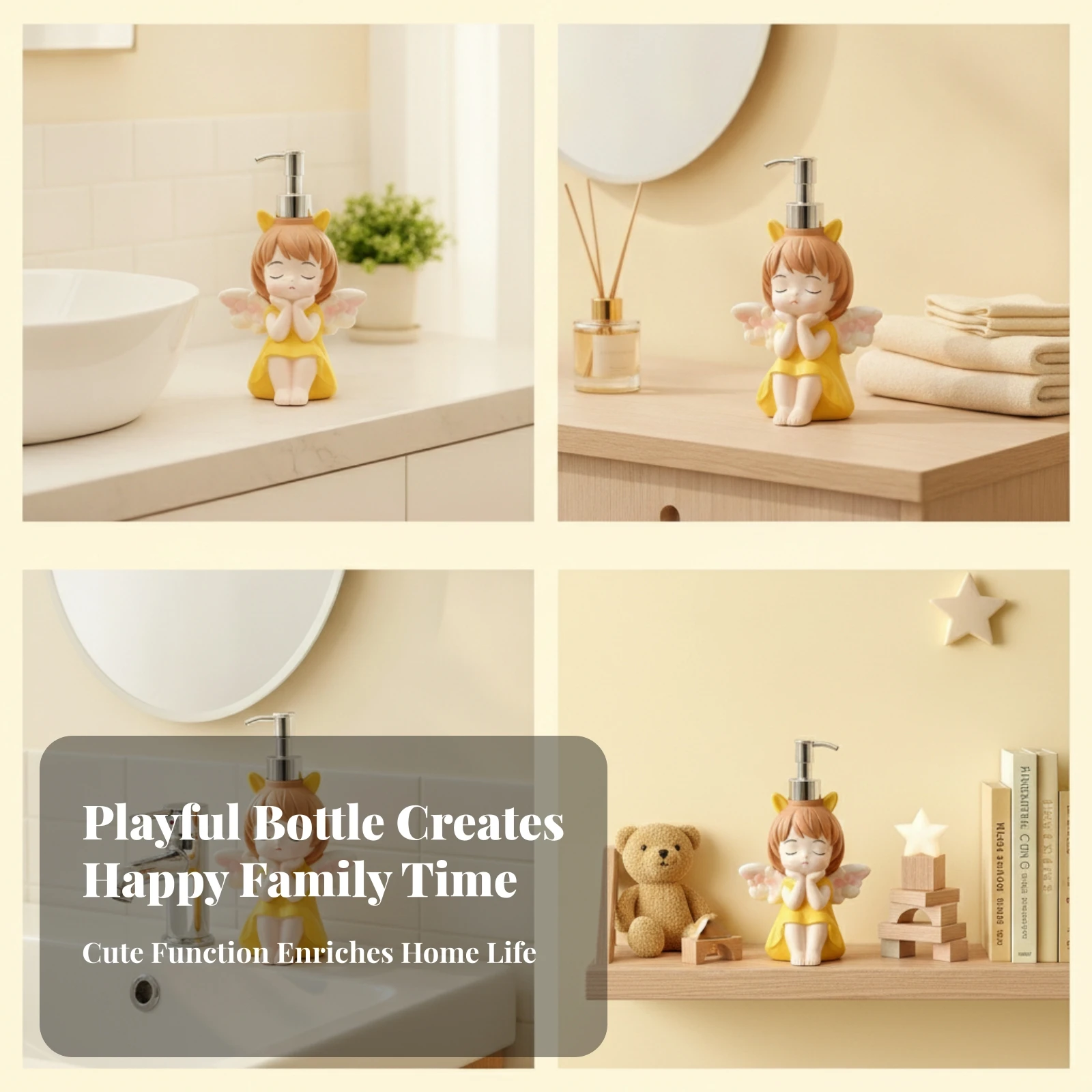 

Figurine Pump Bottle Angel Soap Dispenser Compact Winged Girl Dispenser